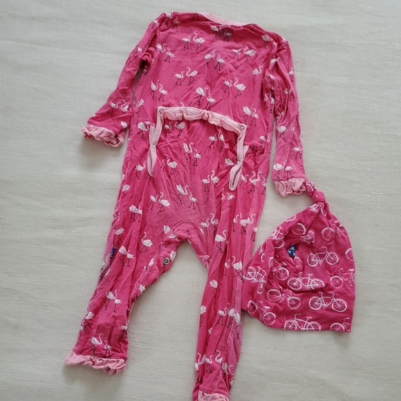 Kickee Pants Flamingo sleeper and bicycle hat - Picture 2 of 9